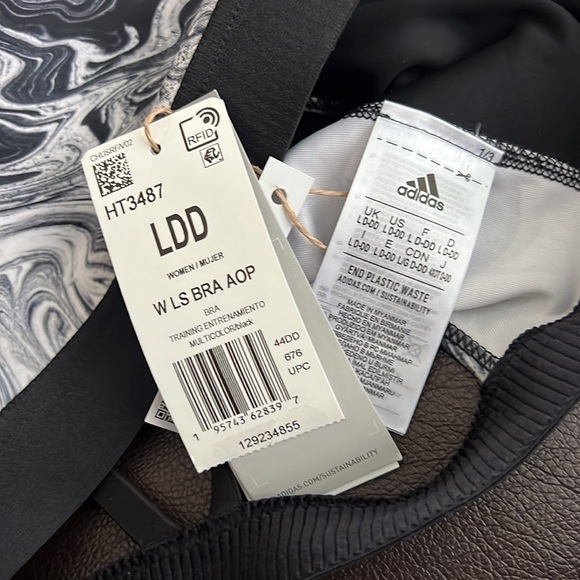 Adidas HYPERGLAM AEROREADY TRAINING LIGHT-SUPPORT MARBLE-PRINT WORKOUT BRA - Picture 5 of 6